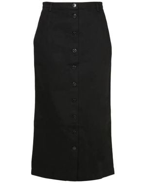 Raf Simons Falda Midi Con Botones - Negro