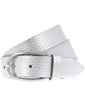 BGM LABEL Ceinture En Cuir Grainé Métallisé - White