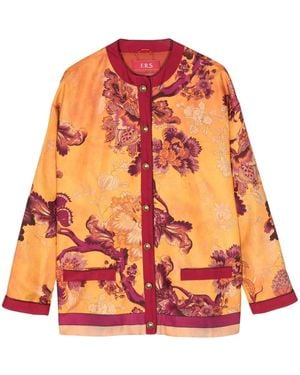 F.R.S For Restless Sleepers Graphic-Print Silk Jacket - Orange
