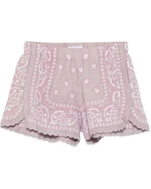 ORSINA Bandana-Print Embroidered Shorts - Pink