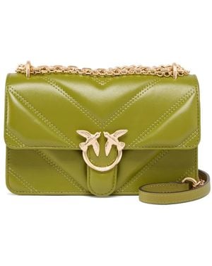 Pinko Chevron-Quilted Leather Cross Body Bag - Green