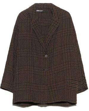 Bimba Y Lola Checked Straight Tailored Wool Blazer - Brown