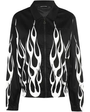 Vision Of Super Flame-Print Zip-Front Jacket - Black