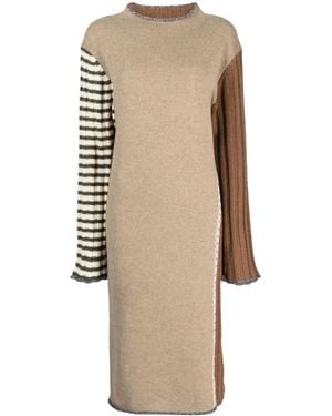 YANYAN KNITS Midi-Jurk Met Lange Mouwen - Naturel