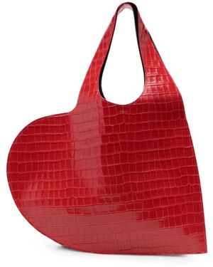 Coperni Heart Croc-Effect Shoulder Bag - Red