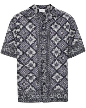 Etro Stylish Short-Sleeve Shirt With Signature Print - Grey