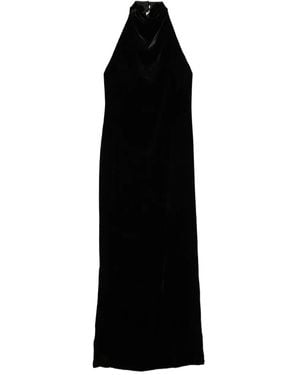 Raquel Diniz Halterneck Velvet Midi Dress - Black