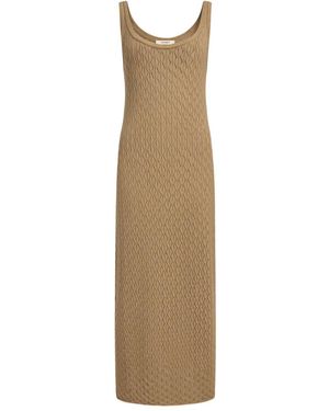 12 STOREEZ Knit Diamond-Pattern Maxi Dress - Natural