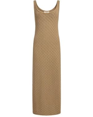 12 STOREEZ Knit Diamond-Pattern Maxi Dress - Natural