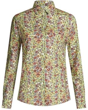 Etro Floral-Print Cotton Shirt - Green