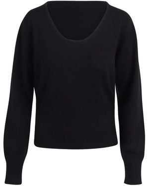 Max Mara Pullover Mit U-Ausschnitt Und Rippbesatz - Blau