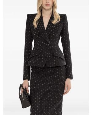 Nissa Double-Breasted Boucle Blazer - Black