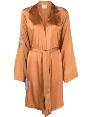 Forte Forte Appliqué-detailing Satin Silk Robe - Orange