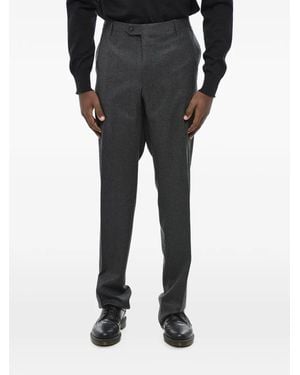 Corneliani Flat-Front Wool Trousers - Black