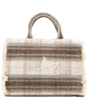 Marc Ellis Buby Plaid Frayed Tote Bag - Natural