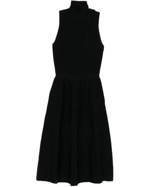 Elisabetta Franchi Ribbed High-Neck Dress - Black