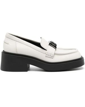 Furla 58Mm Logo-Plaque Leather Loafers - Natural