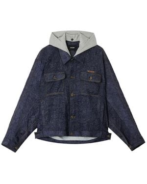 we11done Crinkled Hooded Jacket - Blue