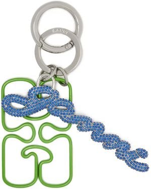 Ganni Logo Keyring - Blue