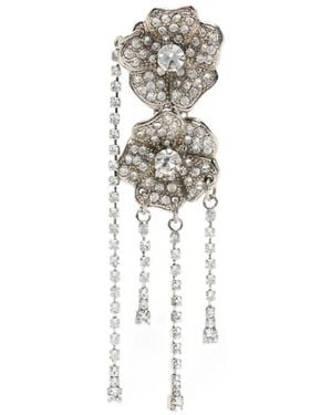 Alessandra Rich Pendientes Con Motivo Floral Y Detalles De Cristales - Blanco