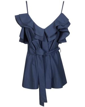 P.A.R.O.S.H. Blouse Met Ruches En Ceintuur - Blauw