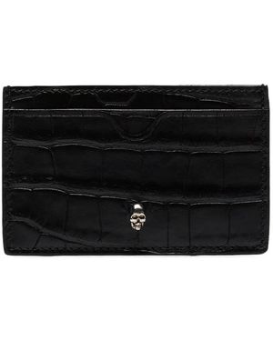 McQueen Tarjetero con calavera en relieve - Negro