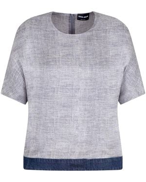 Giorgio Armani Bluse Mit Jeansbesatz - Grau