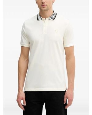 Guess Lyle Logo-Collar Polo Shirt - White