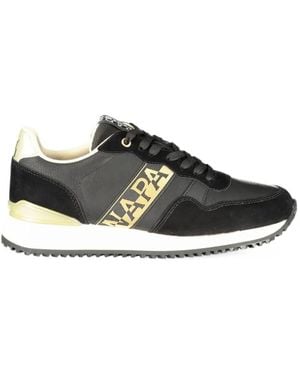 Napapijri Astra Logo-Print Paneled Sneakers - Black