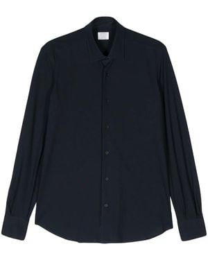 Mazzarelli Tonal Stitching Cotton Shirt - Blue