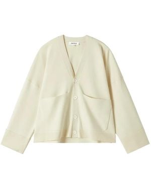 Enfold V-Neck Drop-Shoulder Cardigan - White