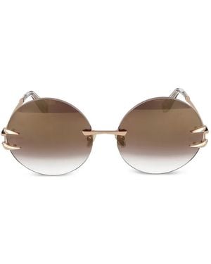 Roberto Cavalli Round-Frame Rimless Sunglasses - Metallic