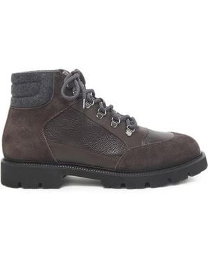 Peserico Schnürstiefel Mit Kontrasteinsätzen - Grau