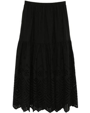 Bambah Eyelet Maxi-Rok - Zwart