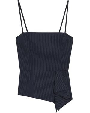 HUGO Pinstripe-Pattern Peplum Top - Blue