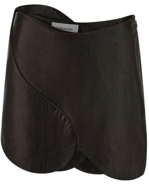 Ferragamo Leather Mini Skirt - Black