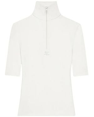 Courreges Logo-Detail Half-Zip Top - White