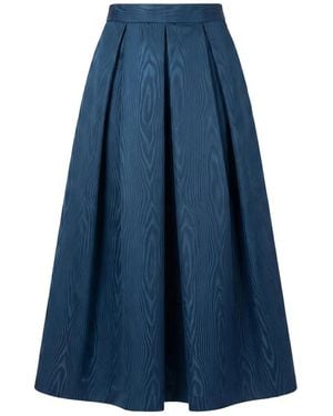 Lunatica Milano Moirè Pleated Midi Skirt - Blue