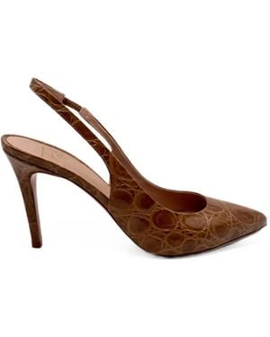 Roberto Festa Croc-Effect Slingback Court Shoes - Brown