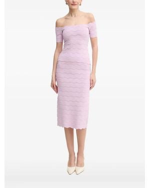 Hervé Léger Wave-Textured Off-Shoulder Top - Pink