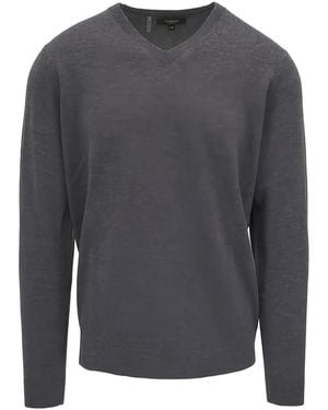 Kinross Cashmere V-Neck Sweater - Gray