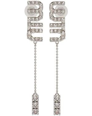 Miu Miu Crystal-Embellished Pendant Earrings - White