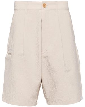 Izzue Logo-Embroidered Straigh-Leg Shorts - Natural