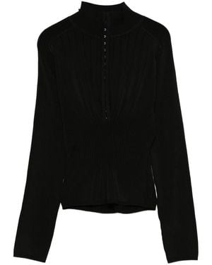 Mugler Pull Côtelé À Col Roulé - Noir
