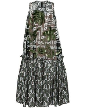 Biyan Seidenkleid mit Print - Schwarz