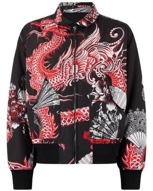 Roberto Cavalli Dragon-Print Reversible Bomber Jacket - Red