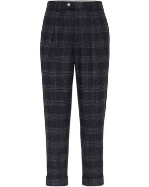 Brunello Cucinelli Plaid Tailored Pants - Blue