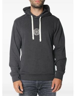 ARMANI EXCHANGE Logo-Patch Drawstring Hoodie - Gray