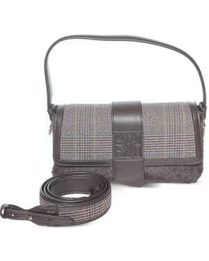 ARMANI EXCHANGE Check-Patterned Shoulder Bag - Gray