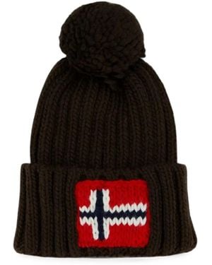 Napapijri Semiury Chunky-Knit Pompom Beanie Hat - Red
